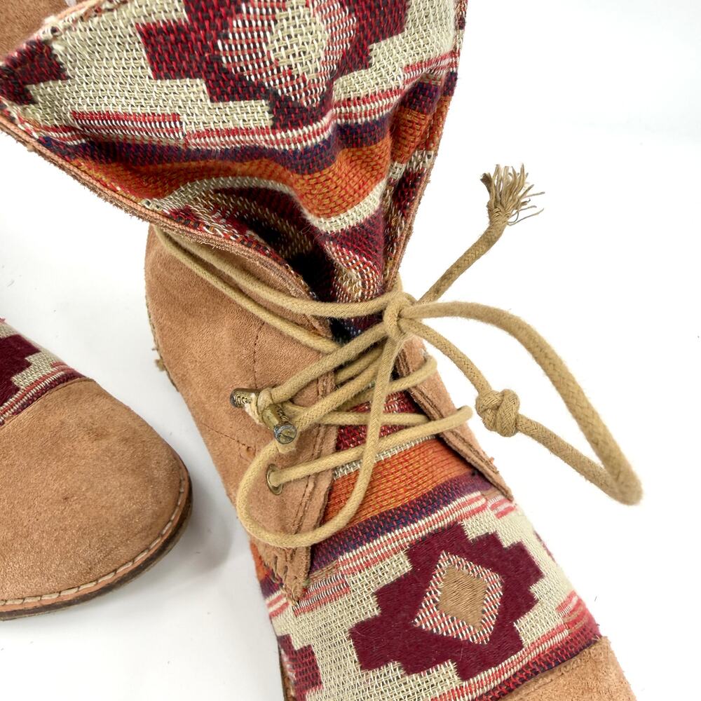 The Sak Tan Genuine Suede Aztec Southwestern Crochet Boots - Picture 4 of 11